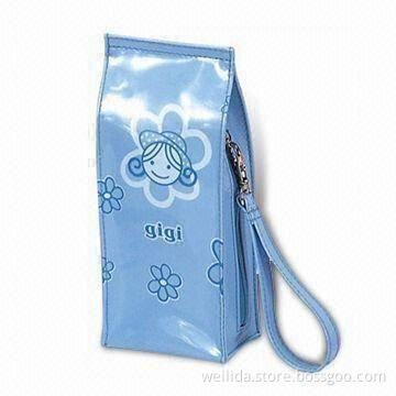 Vinyl Cosmetic Bag with Attached Carrying Strap